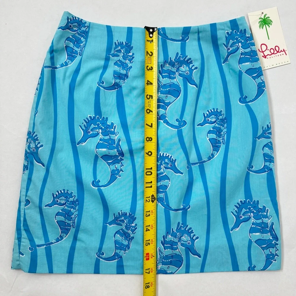 Lilly Pulitzer Skirt Vintage Seahorse White Label Promenade Aqua Blue SZ 0 - Picture 13 of 16